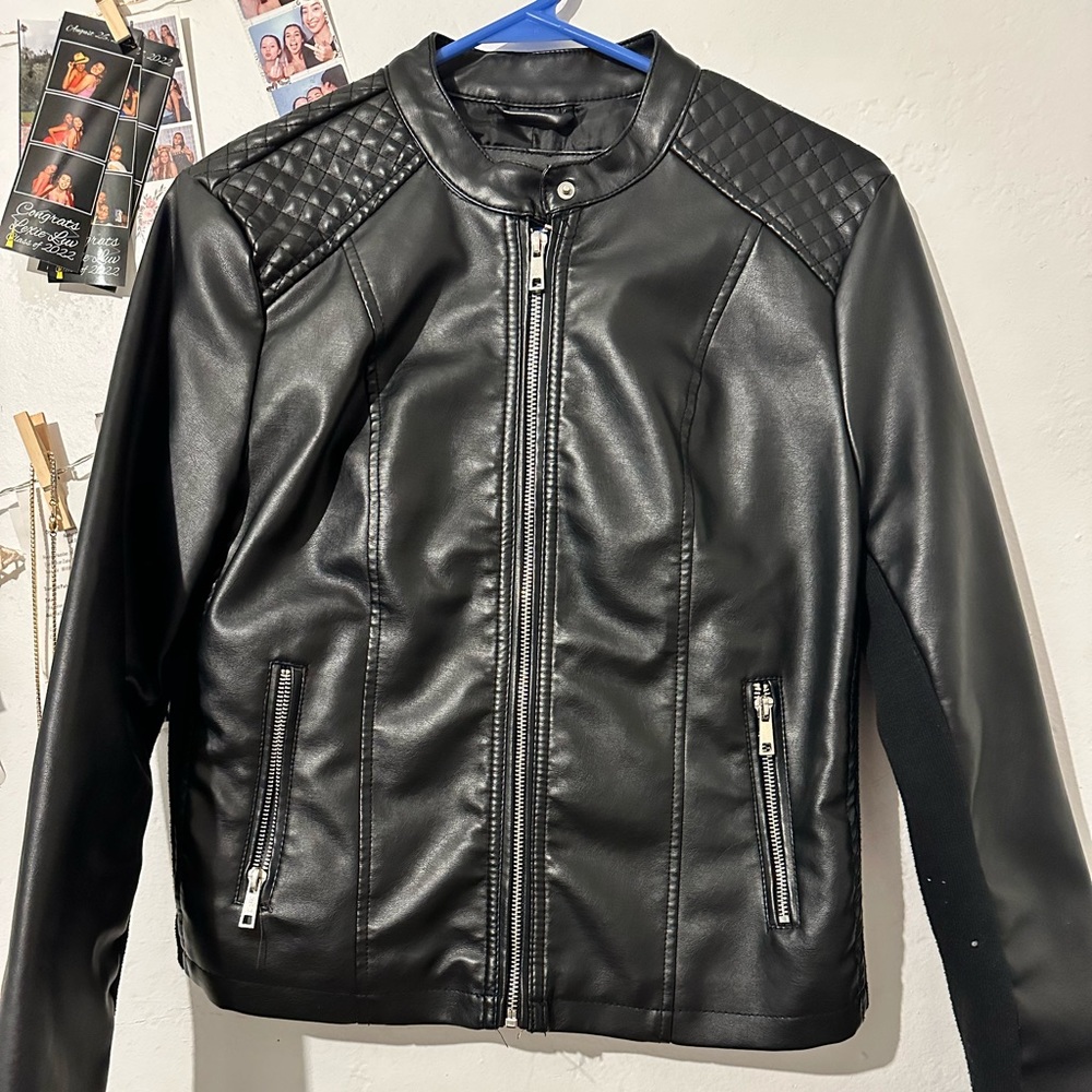 (Leather) polyester jacket